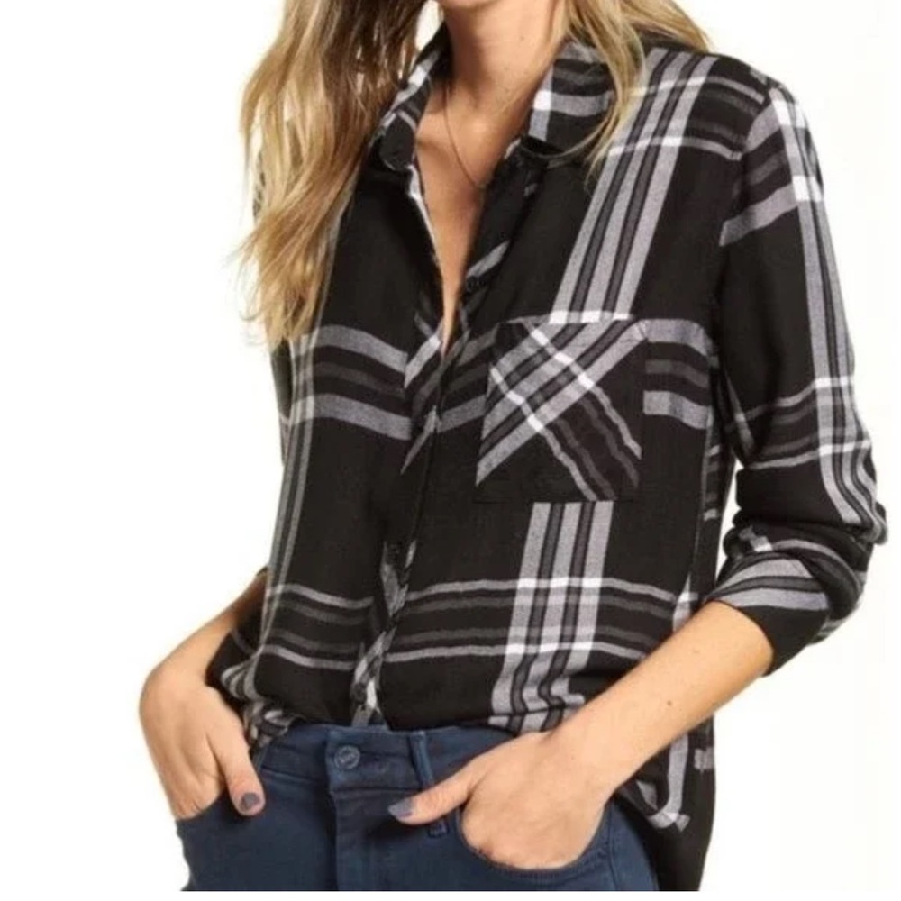 Rails Black/White/Gray Hunter Plaid Button Down Shirt XS